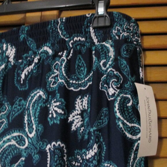 JohnPaulRichard NEW wide leg crop pants, pull on stretchy navy blue size XL - Picture 5 of 8